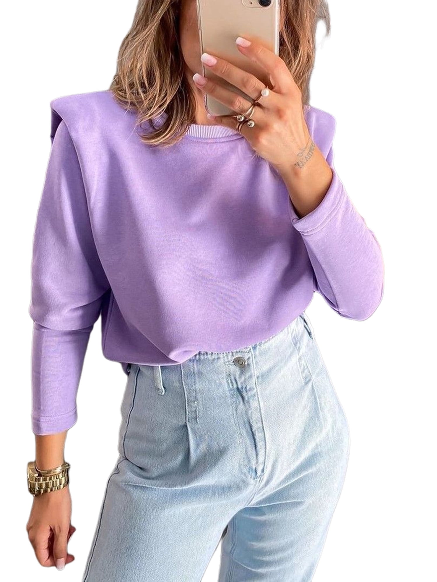 padded shoulder sweater