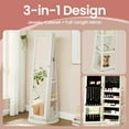 thumbnail image 3 of 360° Swivel Jewelry Cabinet with Full Length Mirror Modern  Adult Accessory Armoire, White, 3 of 6