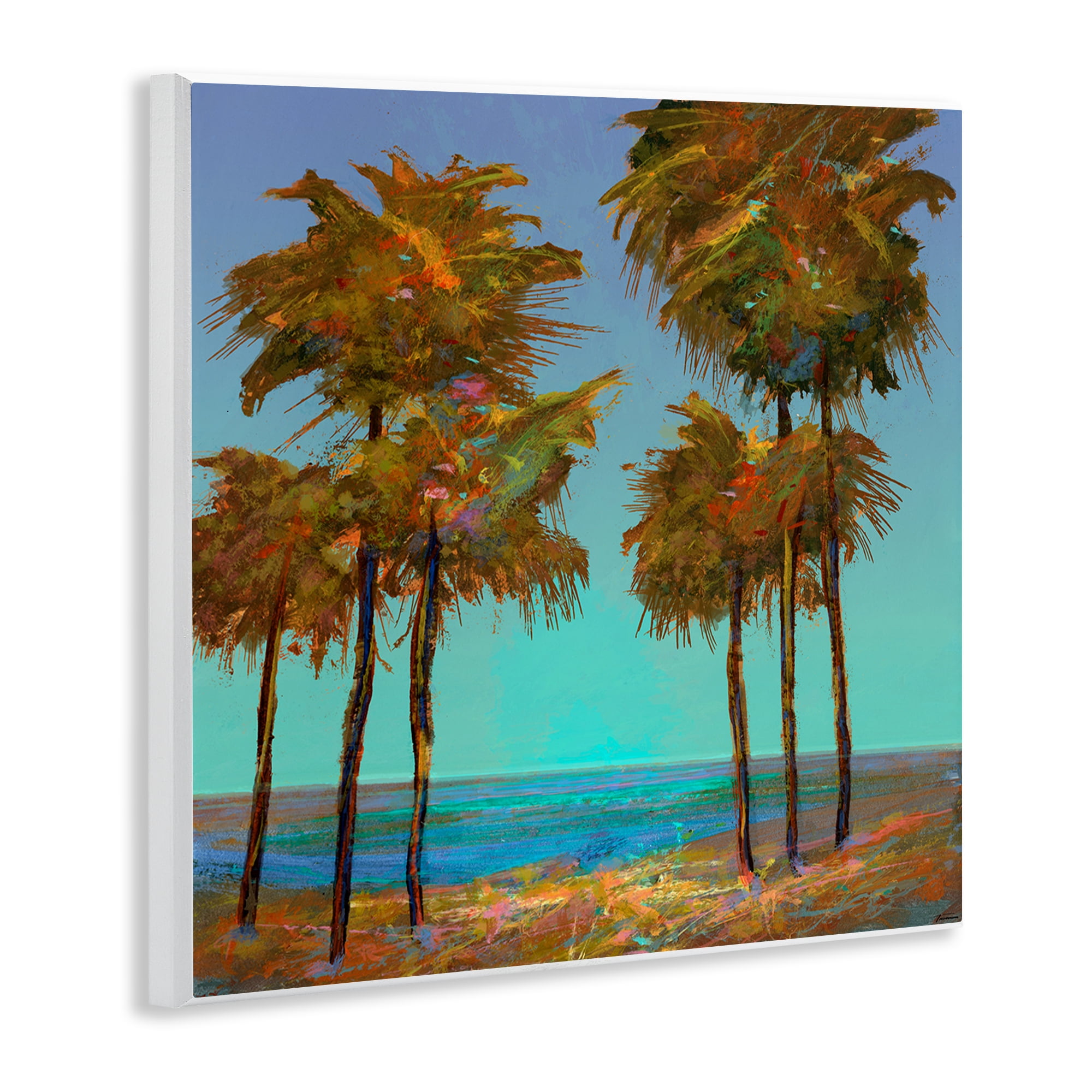 Stupell Industries Looming Green Palms Landscape Painting Unframed Art Print Wall Art, 12 x 12