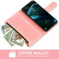 thumbnail image 4 of Compatible with TCL Stylus 5G 2022 Wallet Phone Case and Tempered Glass Screen Protector Flower Faux Leather Flip Credit Card Holder Stand Zipper Cell Cover for TLC Stylo G5 6.81 T779W Women Pink, 4 of 8