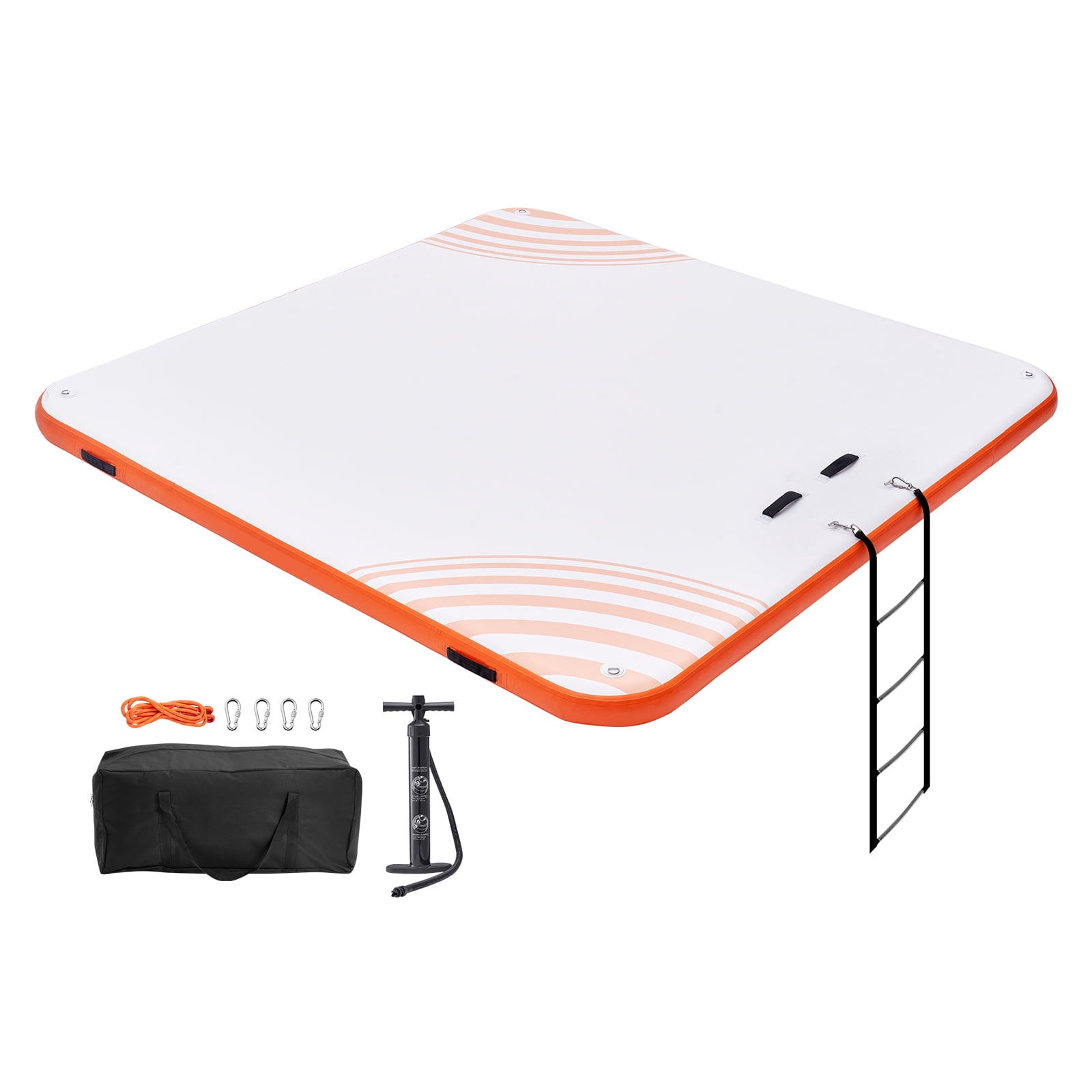 KFFKFF Inflatable Dock, 10x10FT Water Float Mat, Includes Carry Bag & Ladder, Non-Slip Surface, Ideal for Pool, Beach, and Ocean