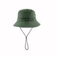 thumbnail image 1 of Army Green Unisex Solid Color Foldable Breathable Sun Hat Fisherman Hat Army Green With Drawstring For Sun Protection Head Circumference 21.26-22.83 Inch, 1 of 5