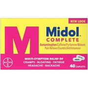 Midol Complete Maximum Strength, Pain Reliever Caplets, 40 ea (Pack of 2)