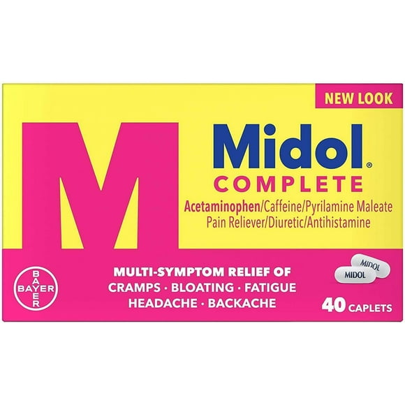 Midol Complete Maximum Strength, Pain Reliever Caplets, 40 ea (Pack of 2)
