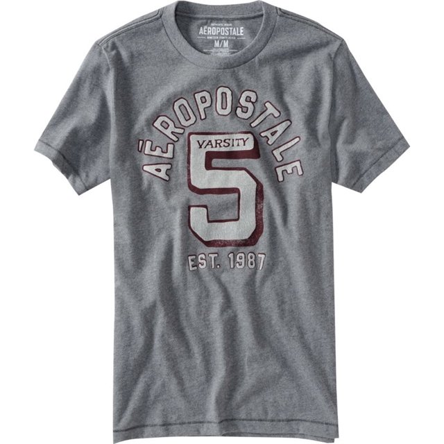 Aeropostale - Camiseta gráfica para hombre Aero #, gris, extra pequeña