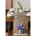 thumbnail image 4 of Lavender Burlap-Cotton Table Runner 70 Inches Long,Spring Floral Purple Watercolor Vintage Farmhouse Table Runners,Outdoor Dining Tablecloths Decor for Baby Shower Party Wedding 13x70, 4 of 9