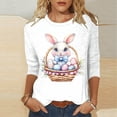thumbnail image 2 of YUEHUA Women's Happy Easter Shirt Crew Neck 3/4 Sleeve Funny Tops Rabbit Graphic Colored Eggs Print Tee T-Shirts Easter Day Gifts, 2 of 5