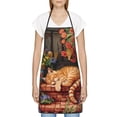 thumbnail image 3 of Pofeuu Sleeping Cat Flowers Print Aprons with Pockets, Cute Aprons for Kitchen, Cooking, Server, Barber, Chef Apron, 3 of 7