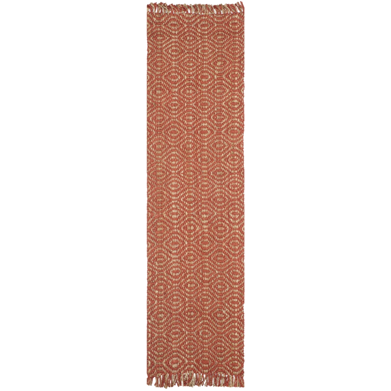 SAFAVIEH Natural Fiber Linden Geometric Jute Runner Rug, Rust, 2'6" x 6'