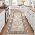 thumbnail image 4 of UERMEI 3x8 Washable Runner Rugs for Hallway, Modern Vintage Non Slip Indoor Rug for Entryway Doormats Bedroom Kitchen, Vacuum-Friendly Home Decor Carpet, Beige Brown, 4 of 10