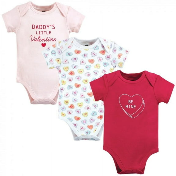 Hudson Baby Infant Girl Cotton Bodysuits, Be Mine Valentine, 0-3 Months