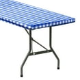 thumbnail image 2 of Sorefy Vinyl Fitted Picnic Table Cover, Checkered Design, Flannel Backed Lining, 30" x 96" Blue, 2 of 6