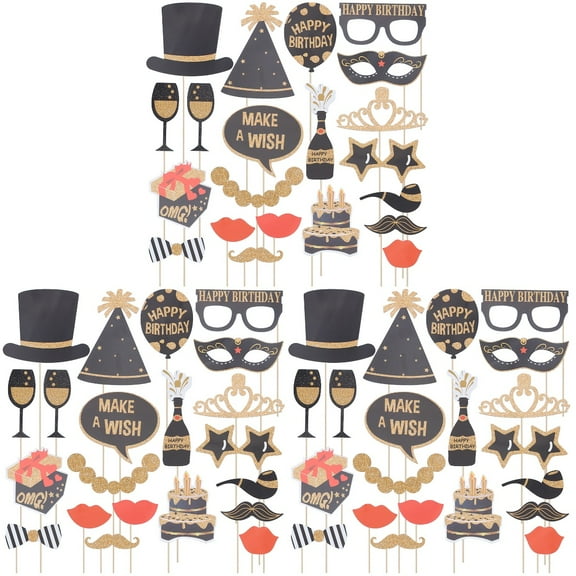 63 Pcs Prom Props Photo for Party Stuff Birthday Photobooth Accessories Frame Maskera Decoration Supplies Baby Child