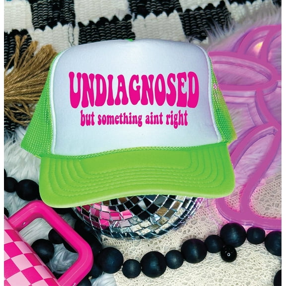 Undiagnosed- Neon Green & White Unisex Otto Trucker Hat