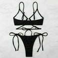 thumbnail image 5 of Sngxgn Women's Swimsuit Tummy Control Deep V Neck Double Straps Crisscross Back Tie Bathing Suit(Black,L), 5 of 5
