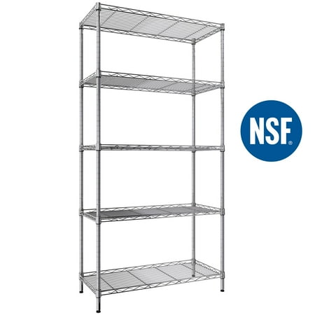Ktaxon 5-Tier Wire Shelving Unit  Steel Storage Rack for Garage Office Kitchen Silver  30  W x 14  D x 60  H