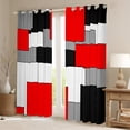 thumbnail image 2 of Geometric Curtains & Drapes Rectangle Square Pattern Gray White Red Black 30%-50% Blackout Curtains,Modern Abstract Geometry Window Curtains Color Block Grid Curtains 38"Wx45"L, 2 of 5