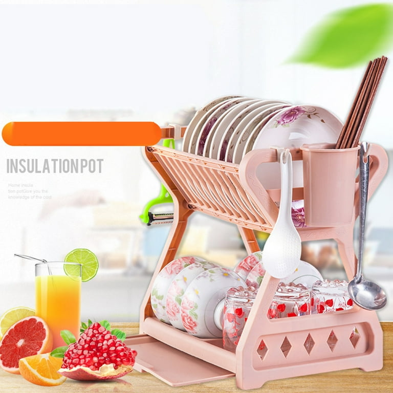 Plastic Dish Rack - Soft Pink