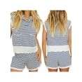 thumbnail image 2 of Raccmtaty Women’s Two Piece Summer Outfits Sleeveless Striped Knit Tank Tops and Shorts Set Loungewear, 2 of 8