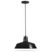 14-inch Industrial Black Pendant Barn Light Fixture with 10ft Adjustable Cord, Ceiling-Mounted Vintage Hanging Light Fixture for Indoor Use, 120V Hardwire, E26 Medium Base LED Compatible, UL Listed