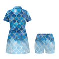thumbnail image 2 of Psesaysky Blue Mermaid Scales Golf Tennis Dress for Womens Zip up Workout Dresses with Inner Shorts Plus Size Summer Short Sleeve Sundress Sport Active Outfits with Pockets, 2 of 7