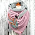 thumbnail image 2 of Women Feather Print Cotton Winter Warm Button Up Scarf, 2 of 3