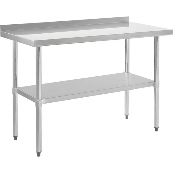 Nexel 48"W x 24"D 18 Gauge 430 Stainless Steel Workbench 2" Backsplash and Undershelf