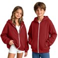 thumbnail image 2 of Girls Zip Up Hoodie Fleece Sweatshirt Jackets with Pocket Full-Zip,Hooded Design,Long Sleeve,Solid Color,Casual Jacket,Fall Winter,Back to School Wear, 2 of 7