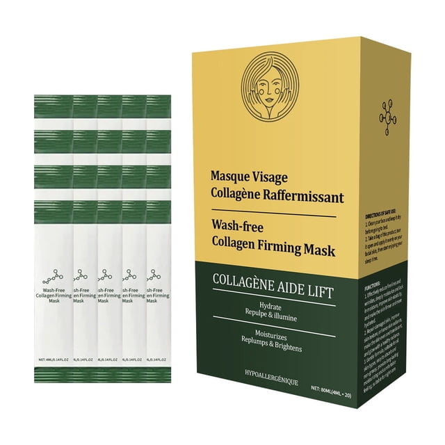 Mascarilla facial Yellow Tong 20 PCS reafirmante de colágeno sin lavado hidratante y reductora de arrugas