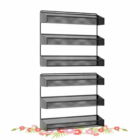 Fuleadture 2 Pack 3 layers Spice Organizer,Spice Rack Organizer for Cabinet in Home,(Black)