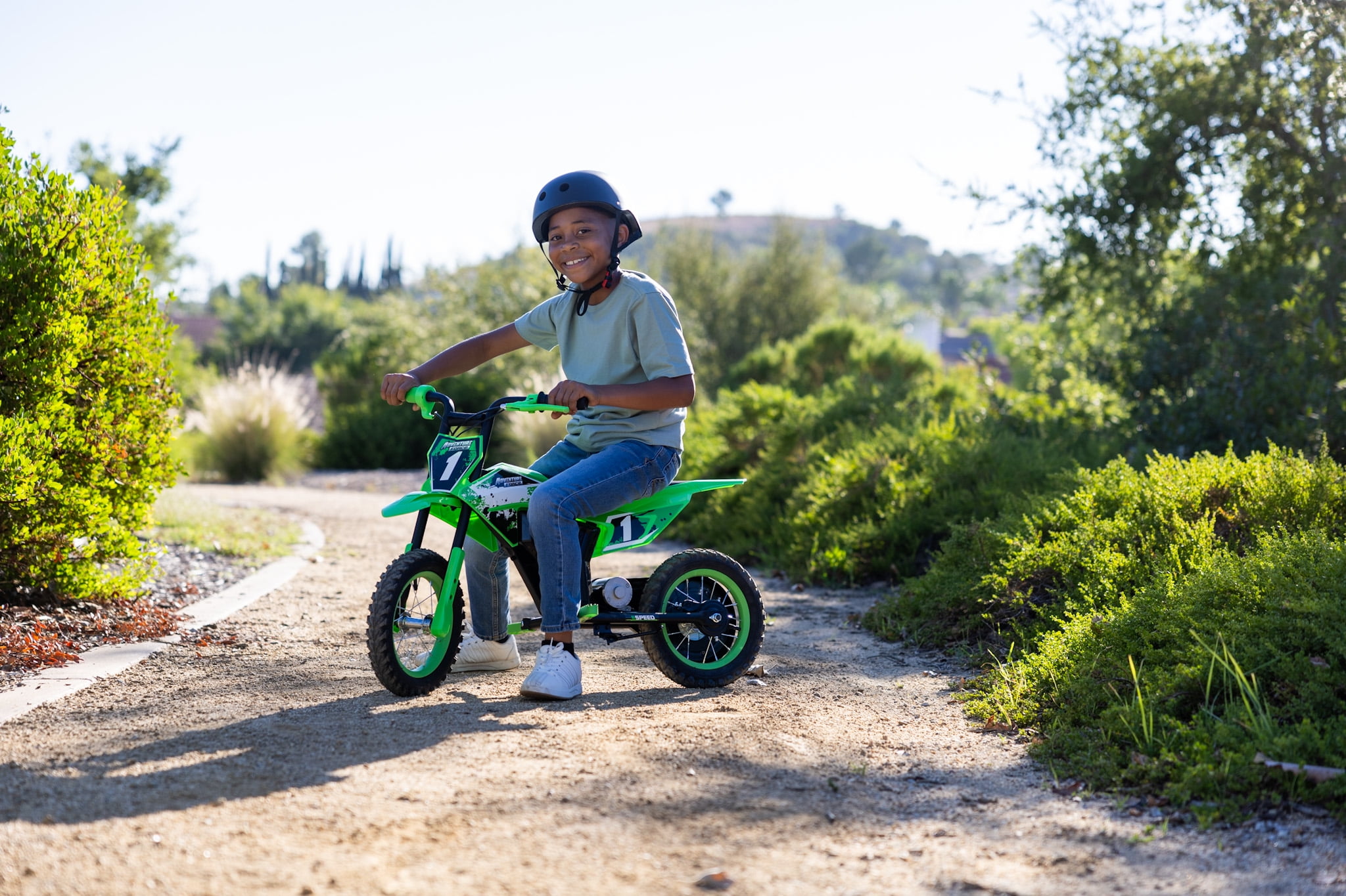 Adventure Force 12V Electric Dirt Bike, Kids Battery Powered Ride on, Ages 5 Years and up, Green