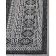 thumbnail image 2 of FH Home Flat Woven Outdoor Rug - Waterproof, Easy to Clean, Stain Resistant - Premium Polypropylene Yarn - Bordered Moroccan - Large Patio, Deck, Sunroom - Accra - Charcoal - 7ft 10in x 10ft 9in, 2 of 5