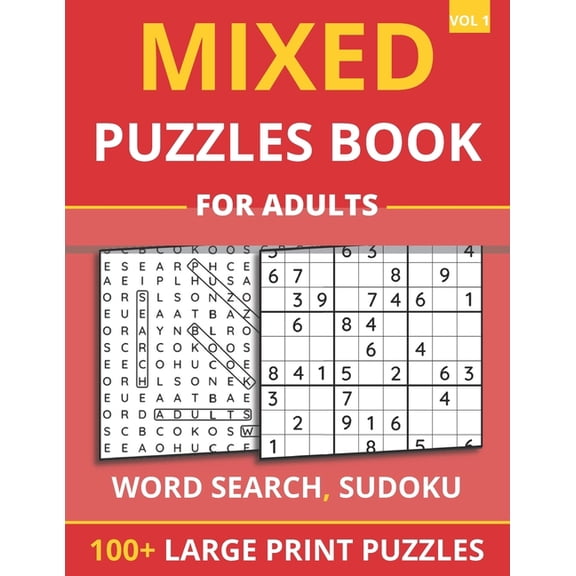 Mixed Puzzles Book For Adults - Word Search, Sudoku Large type / large print ed