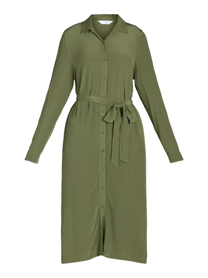 Time and Tru Women's and Women's Plus Shirt Dress with Long Sleeves, Sizes  XS-4X - Walmart.com