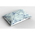 thumbnail image 2 of Ambesonne Nostalgic Pillow Sham 2 Pack, Old Airplane Drawing, 26"x20", Violet Blue Turquoise, 2 of 3