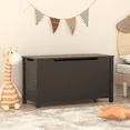 thumbnail image 2 of 39.4" Kids Wooden Toy Box Storage Bench with Safety Hinged Lid for Ages 3+, Toy Chest, Sturdy Entryway Storage Chest with Safety Hinges, Retro Storage Trunk for Living Room, Bedroom, Dark Brown, 2 of 9