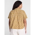 thumbnail image 3 of Terra & Sky Women's Plus Flowy Cotton Blouse with Short Ruffled Sleeves, Sizes 0X-5X, 3 of 5