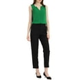 thumbnail image 2 of INSPIRE CHIC Women's Office Work V Neck Sleeveless Chiffon Blouse L Green, 2 of 6