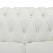 Naomi Home Modern Chesterfield Loveseat , Upholstered Cushion Loveseat For Home - Color: White