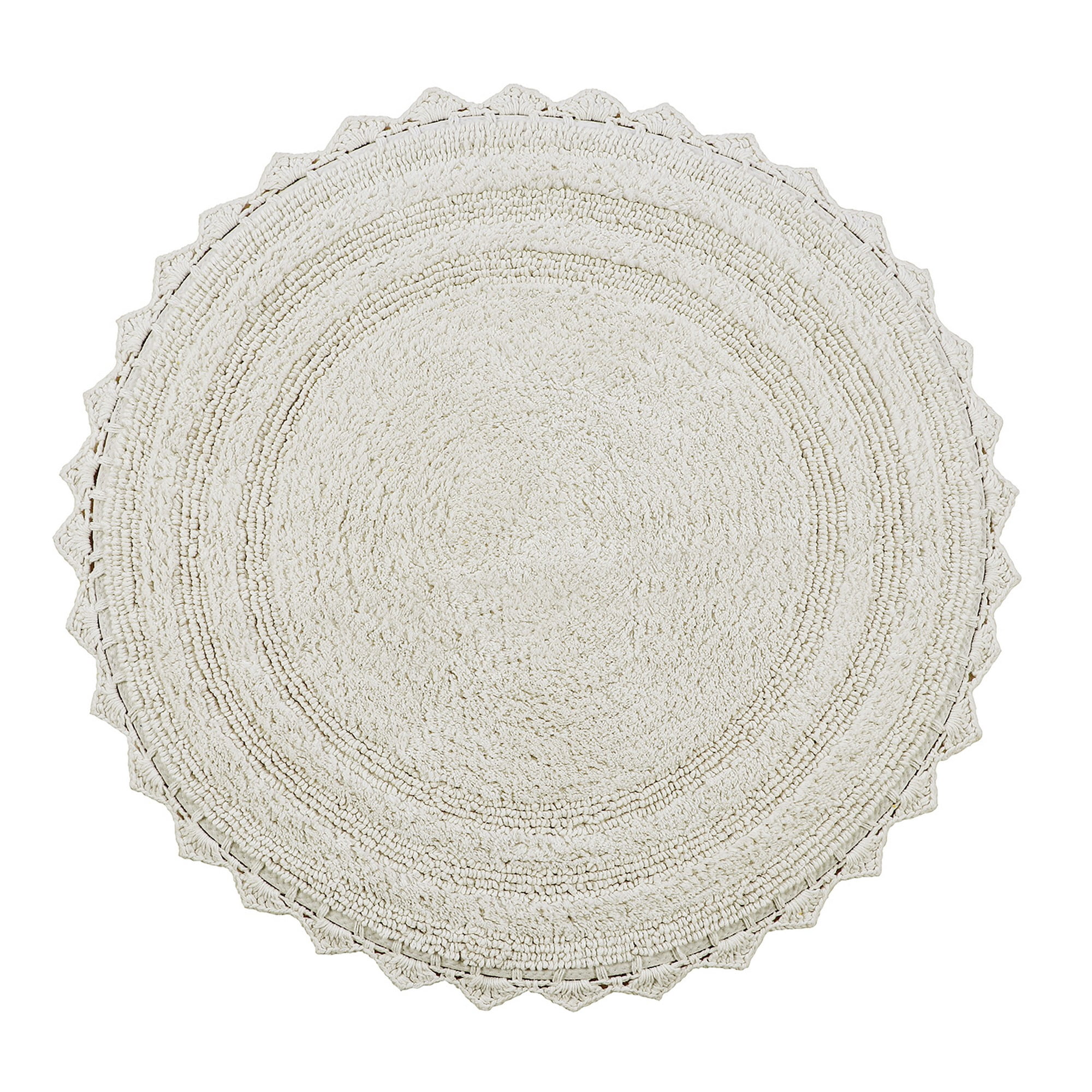 Better Trends Chic Round Bath Mat, 24" Diameter, 100% Cotton with Crochet Border, Water Absorbent, Ideal for Half Baths and Powder Rooms, Machine Washable, Ivory - Lilly Crochet Collection
