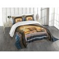 thumbnail image 3 of Ambesonne Historical Quilted Bedspread Set 3 Pcs, Old Moroccan Motif, King Size, Beige Blue, 3 of 5