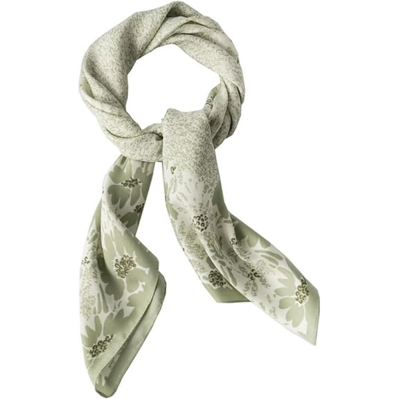 stylesilove Women Floral Print Silk Like Scarf Square Neckerchief Soft Bandana Small Shawl Neck Wraps for All Season (Sage)