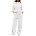 thumbnail image 5 of 2 Piece Lounge Sets for Women Long Sleeve Hoodies Wide Leg Sweatpants Pocket Wide Leg Pants Vacation Travel Matching Sets Women Clothing, 5 of 10