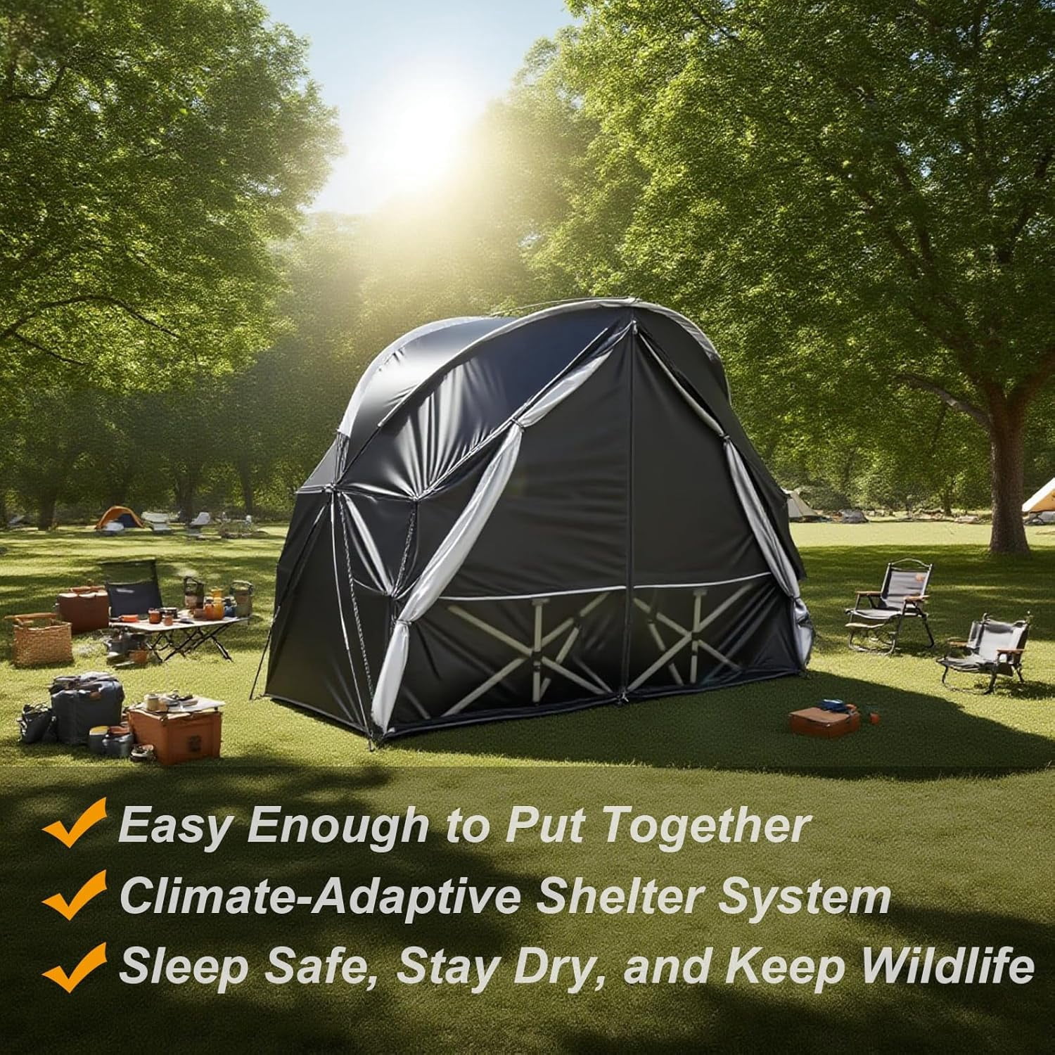 1 Person Cot Tent with Breathable Mesh Door and Screen Windows – Easy to Put Together, All-Weather Shelter for Camping & Backyard, Without Bed