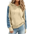 thumbnail image 5 of Qiggri Women's Oversized Embroidered Hoodies 2026 Sweatshirts Long Sleeve Pullover with Kangaroo Pocket Stripe Side Patchwork Tops Casual Fall Winter Outfits XXL, 5 of 8