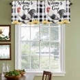 thumbnail image 3 of Vintage Rooster Curtain Valances for Windows, Kitchen Valance Window Treatments Panel 2 Pack, Black White Plaid Pastoral Sunflower Rod Pocket Short Curtains for Bathroom Bedroom 42 x 18 Inch, 3 of 8
