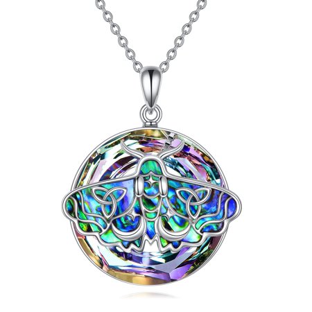 YAFEINI Goth Moth Crystal Necklace for Women Sterling Silver Luna Moth Gifts with Gothic Jewelry for Women Ladies