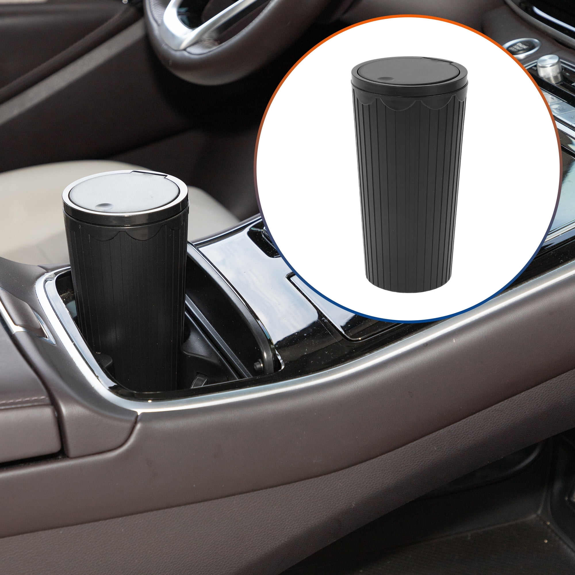 Unique Bargains Car Trash Can Trash Bin Portable 3.5x6.3in Height Plastic Black