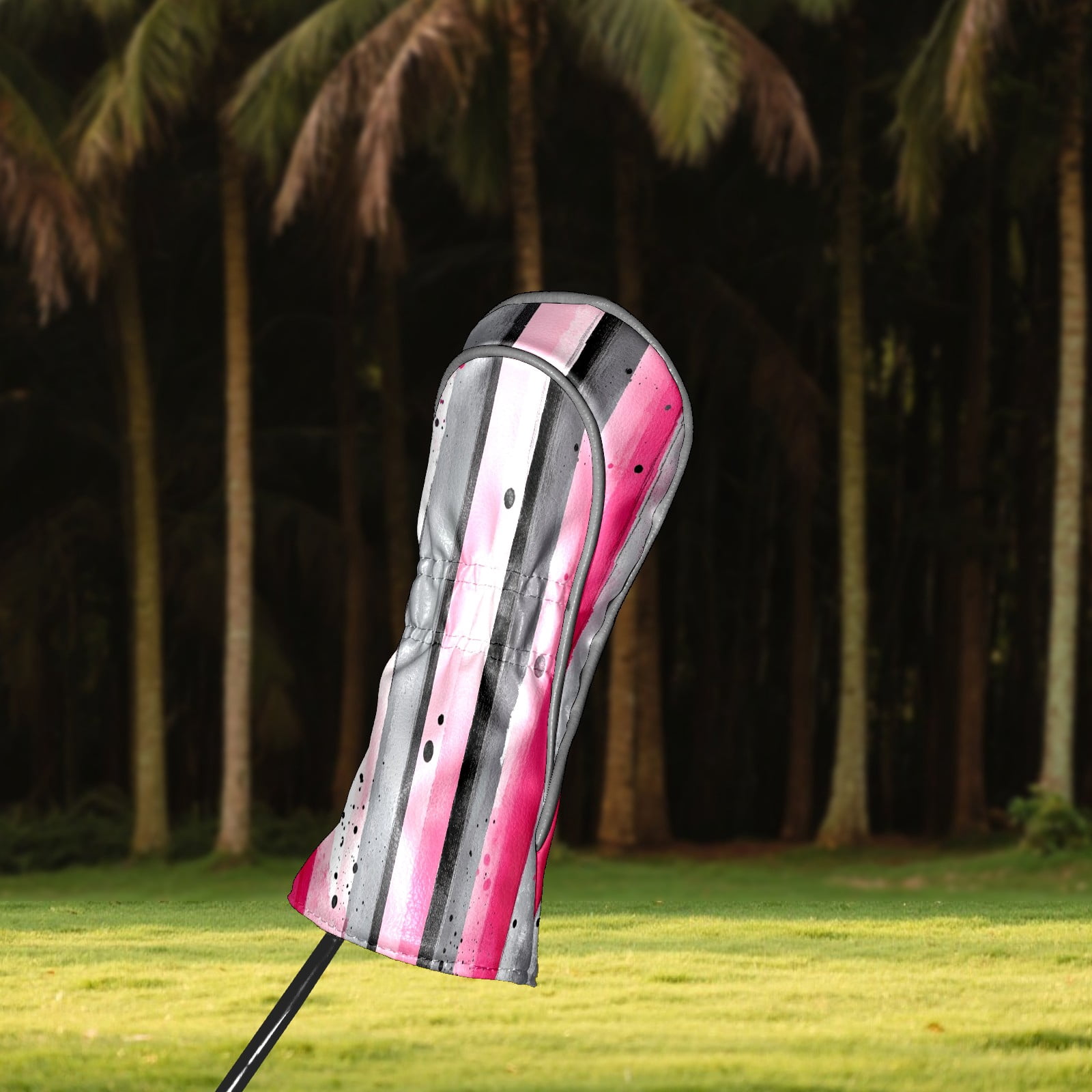 Golf Club Covers PU Leather Waterproof Head Covers for Fairway Woods Hybrids Color Stripes Unisex Fits Most Brands