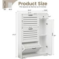 thumbnail image 2 of Shoe Storage Cabinet with 3 Flip Drawers, Freestanding Hidden Wooden Shoe Storage, Drawer & Adjustable Shelves, Slim Shoe Organizer for Entryway, Modern Shoe Cabinet for Hallway, bedroom, White, 2 of 8